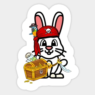 Cute bunny is a pirate Sticker